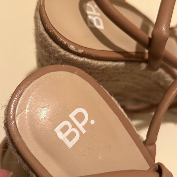 BP Women's 9 Platform Espadrille Strappy Sandals Tan Brown Faux Leather New - Picture 10 of 10